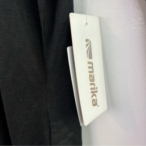 NWT Marika Long Sleeve Lightweight Tie Waist Black Top Size Large - Picture 9 of 9